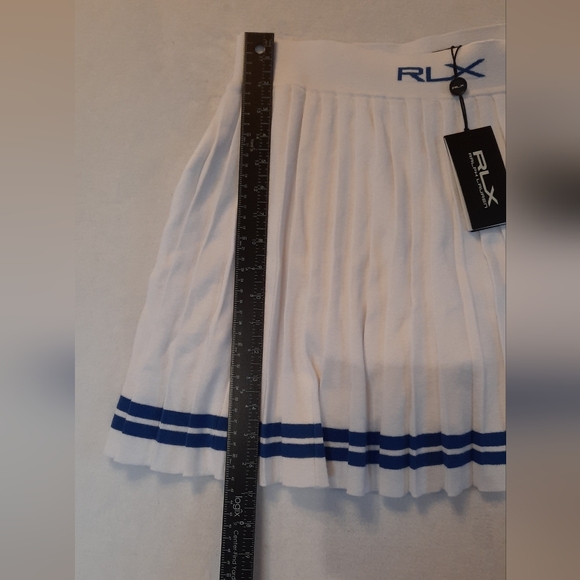 NWT! Ralph Lauren RLX Skort Womans Large White Blue Golf Sporty Pleated Preppy - Picture 5 of 14